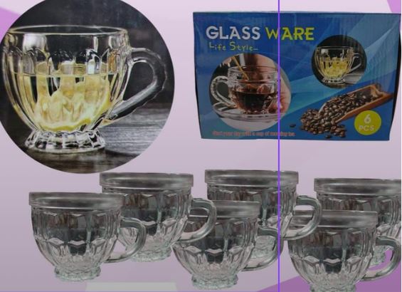 SET DE TAZAS VIDRIO LABRADA PACK X 6
